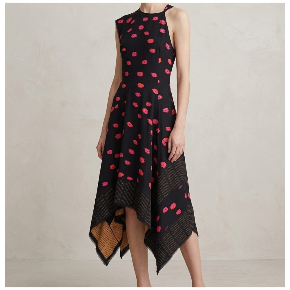 Proenza Schouler Dress 2 PreFall 2017 Black Floral Jacquard Asymmetric Abstract